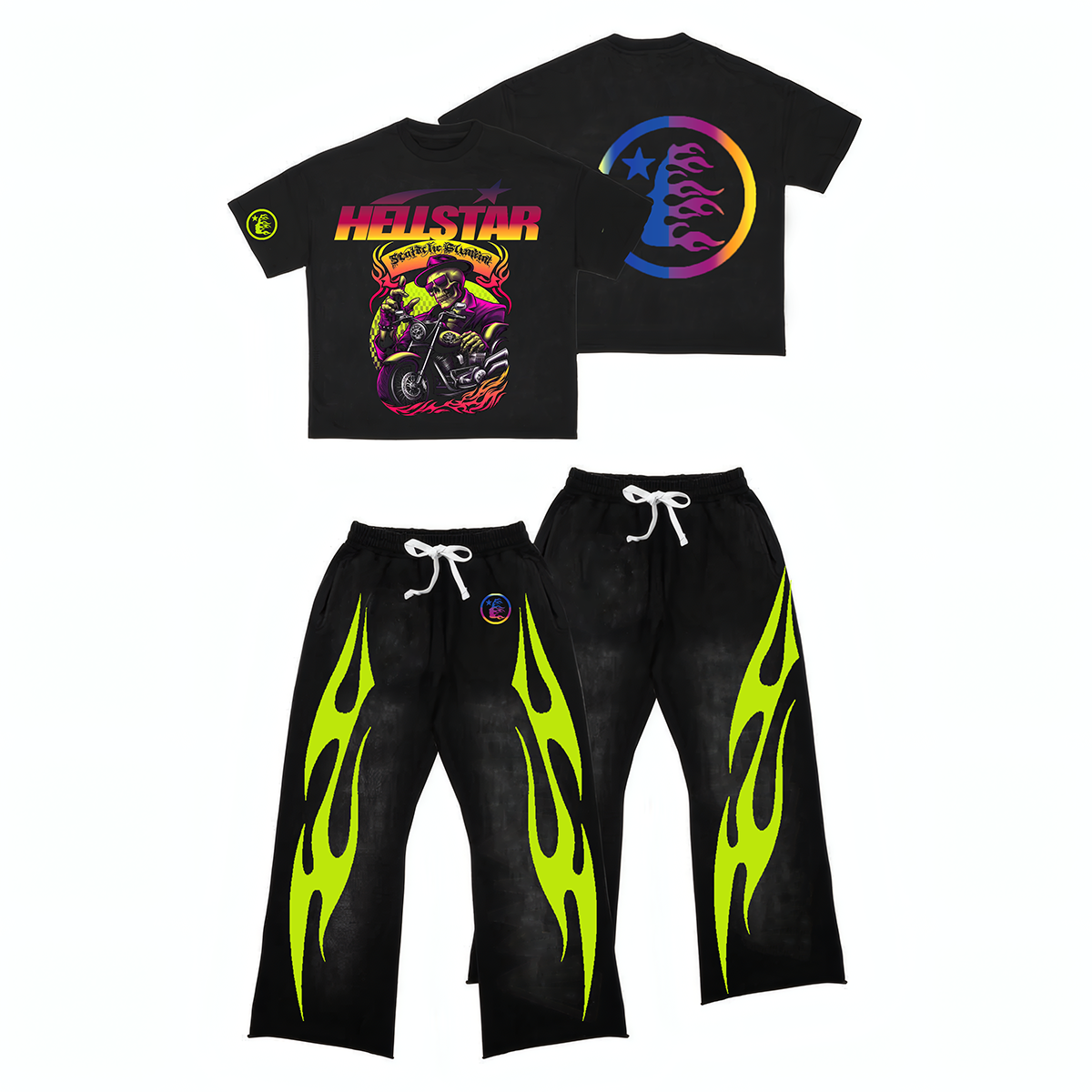 Hellstar T-Shirt Set Short Sleeve Tee and Pants Two Piece Outfits