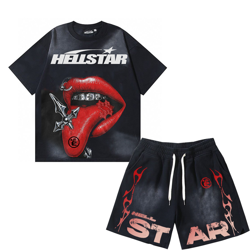 2025 New Limited edition Hellstar T-Shirt And Shorts Co-Ord