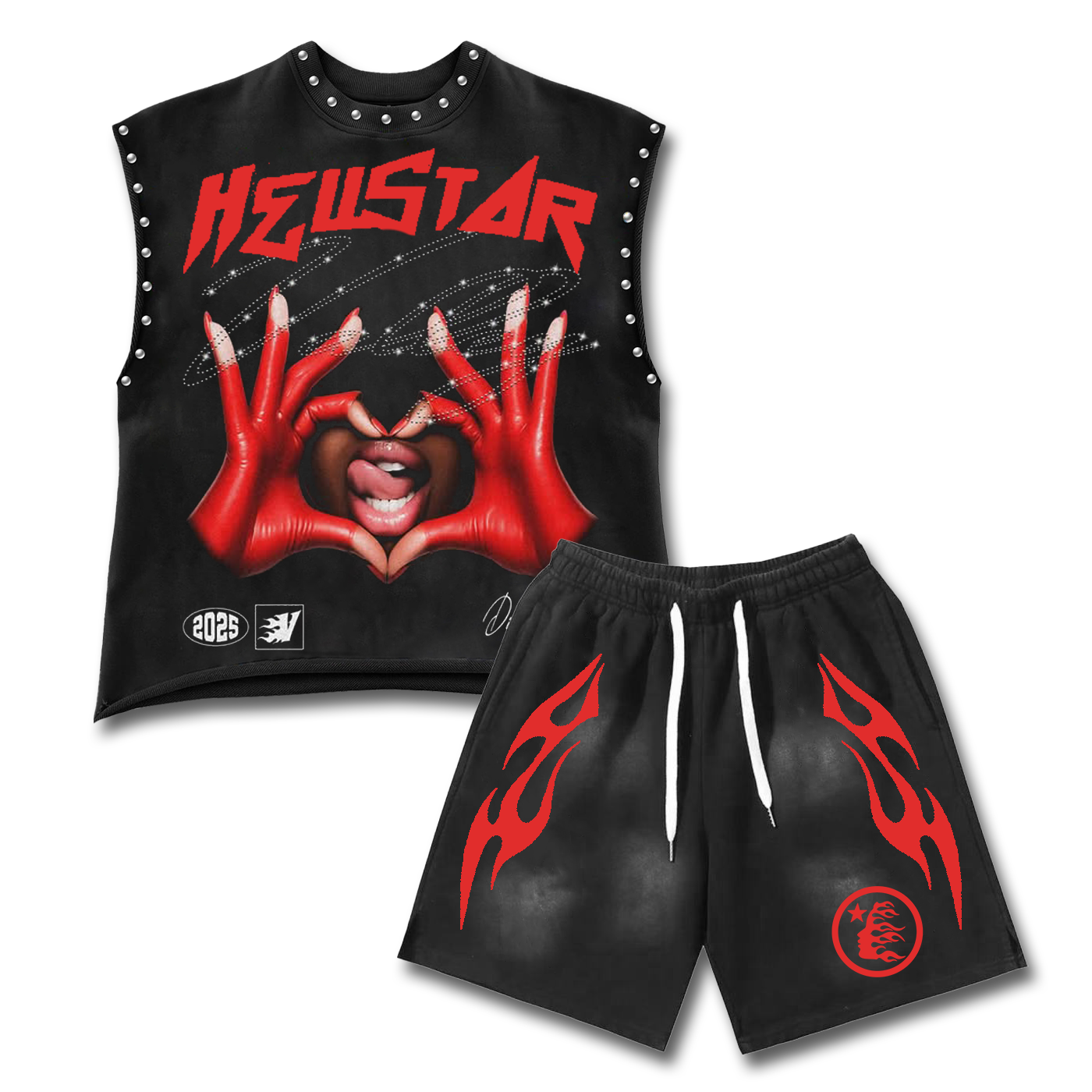 2025 New Limited edition Hellstar Sleeveless Tank Top Shorts Set Two Pieces Set Outfits