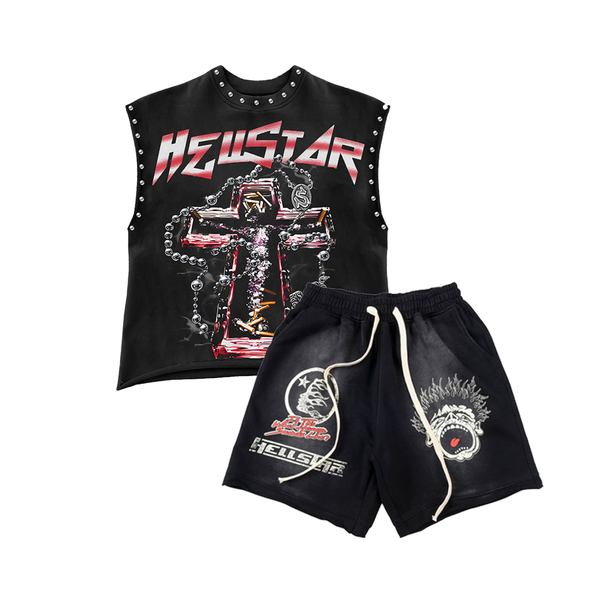 2025 New Limited edition Hellstar Sleeveless Tank Top Shorts Set Two Pieces Set Outfits