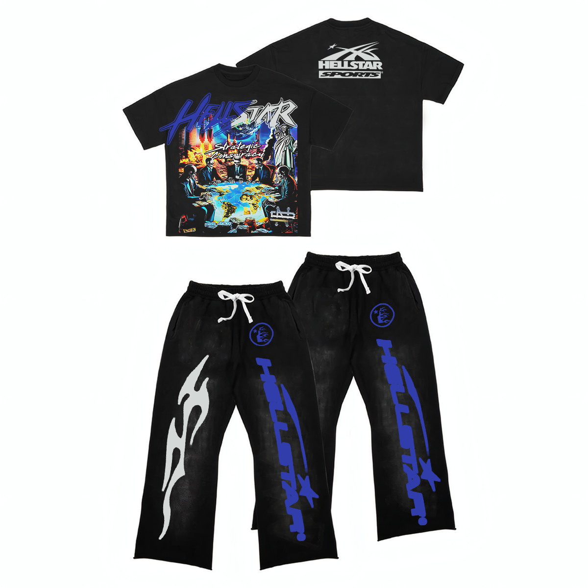 Hellstar T-Shirt Set Short Sleeve Tee and Pants Two Piece Outfits