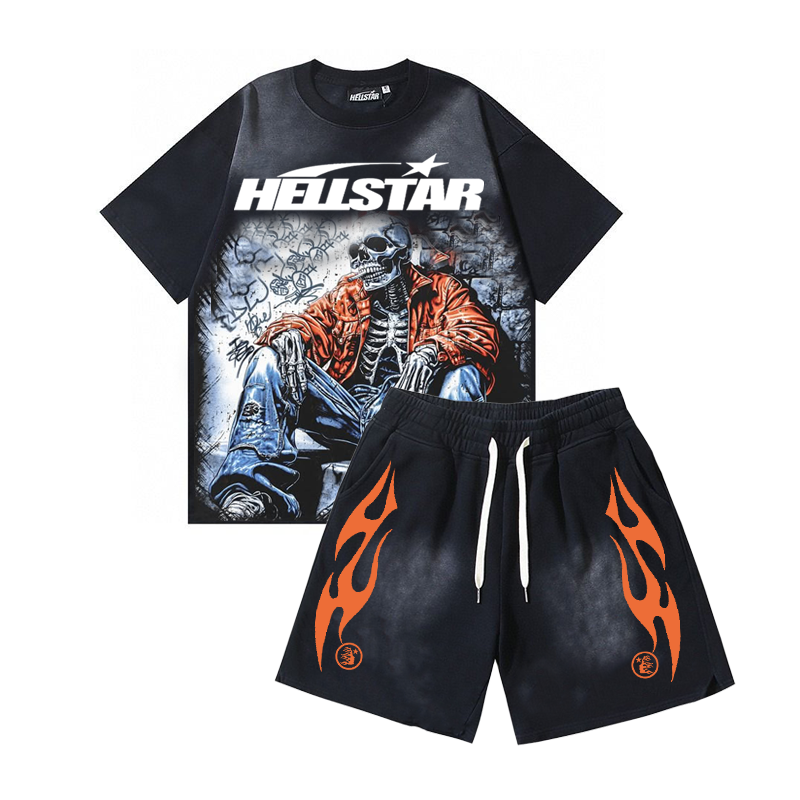 2025 New Limited edition Hellstar T-Shirt And Shorts Co-Ord