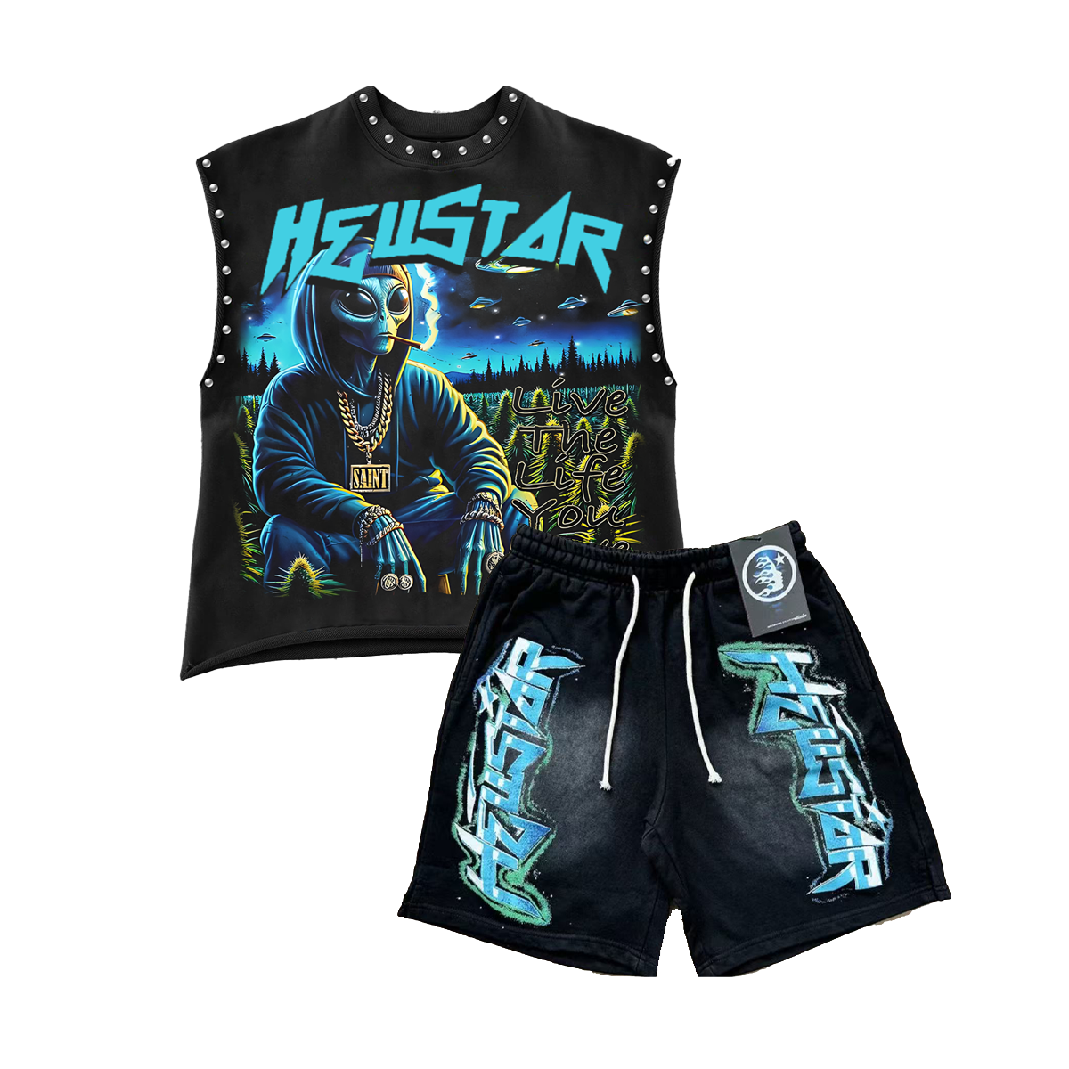 2025 New Limited edition Hellstar Sleeveless Tank Top Shorts Set Two Pieces Set Outfits