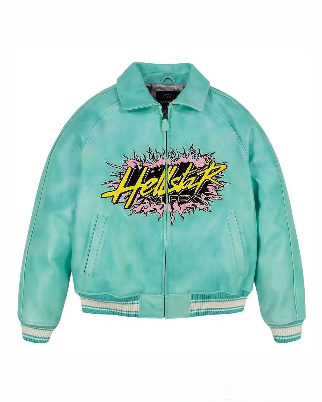 Avirex X Hellstar Leather Jacket Autumn and Winter New Arrivals