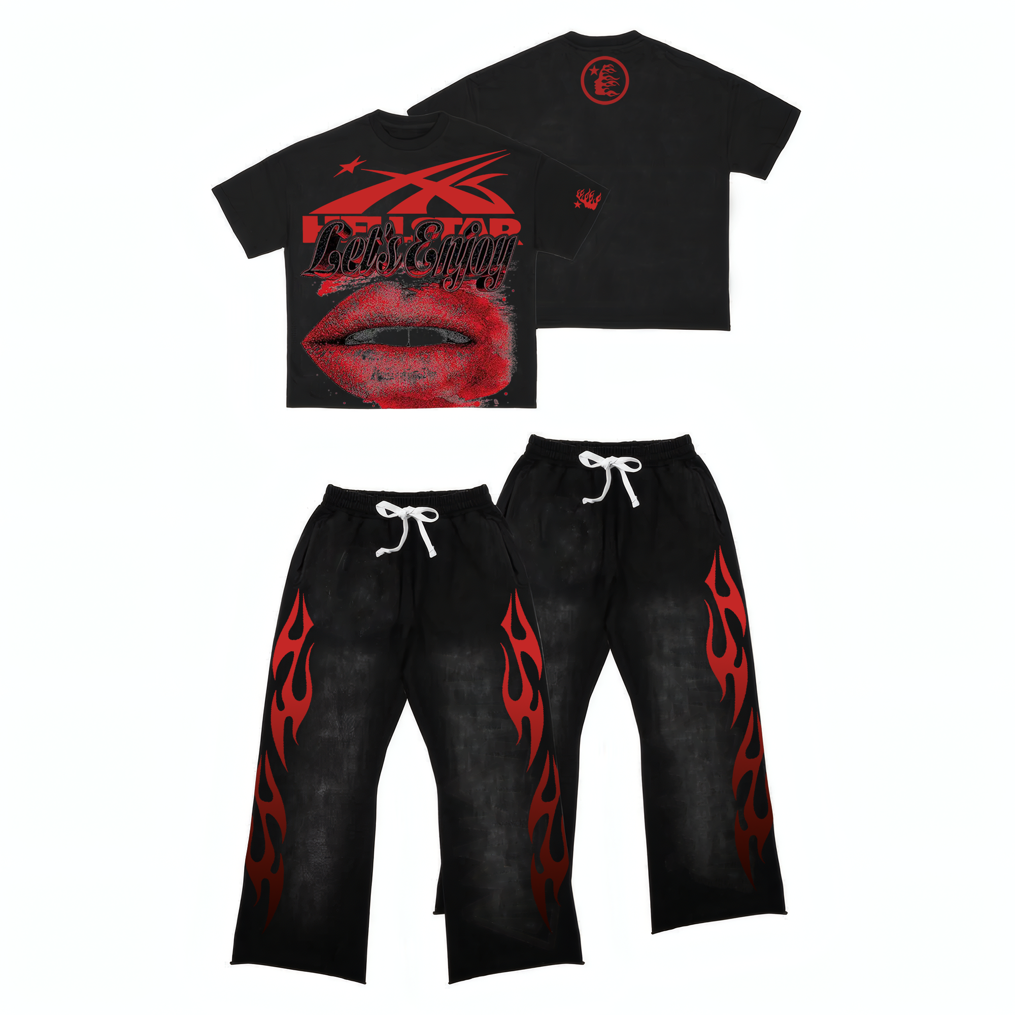 Hellstar T-Shirt Set Short Sleeve Tee and Pants Two Piece Outfits