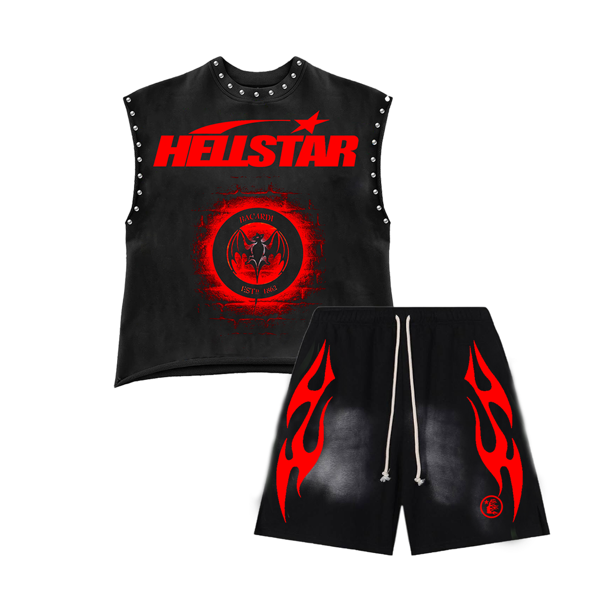 2025 New Limited edition Hellstar Sleeveless Tank Top Shorts Set Two Pieces Set Outfits