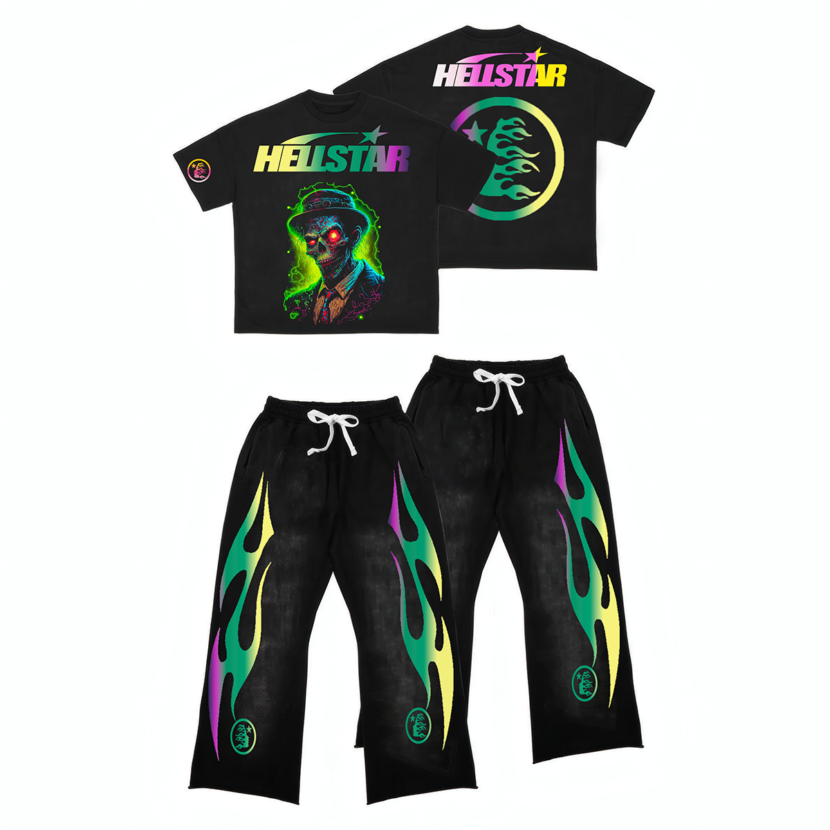 Hellstar T-Shirt Set Short Sleeve Tee and Pants Two Piece Outfits