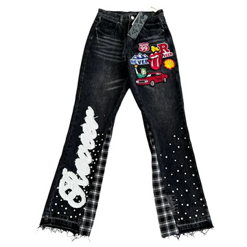 REVEER Vintage Graffiti Letters Flared Pants