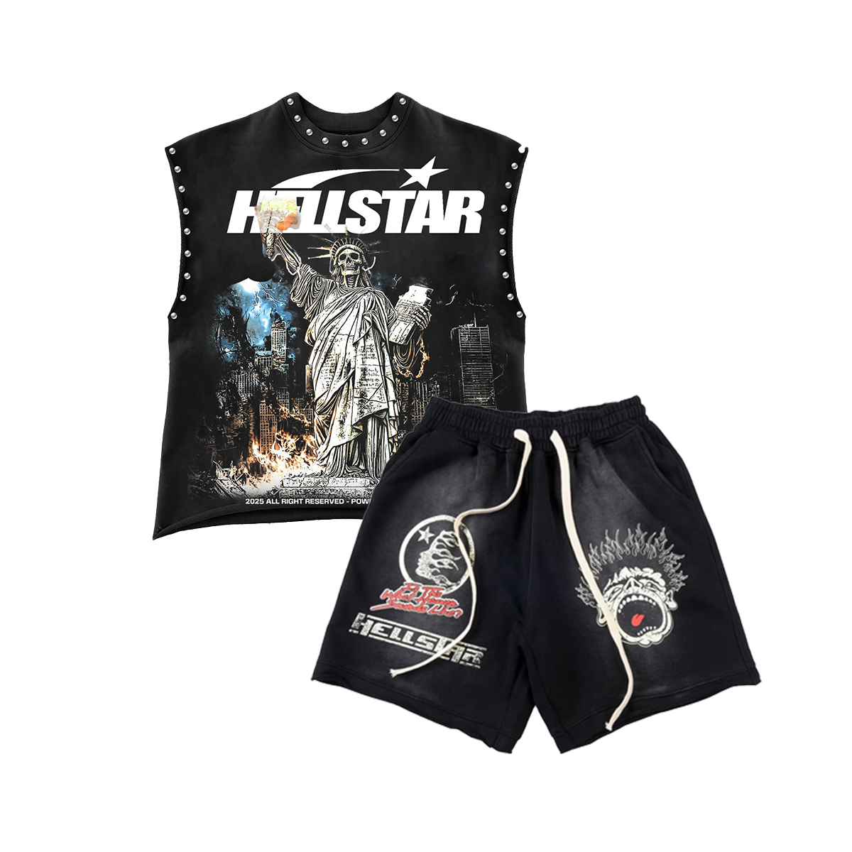 2025 New Limited edition Hellstar Sleeveless Tank Top Shorts Set Two Pieces Set Outfits