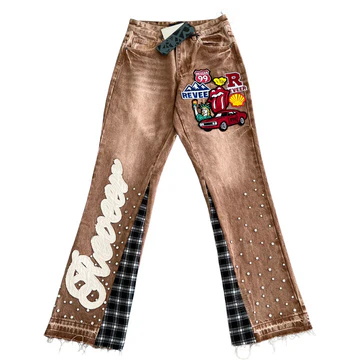 REVEER Vintage Graffiti Letters Flared Pants