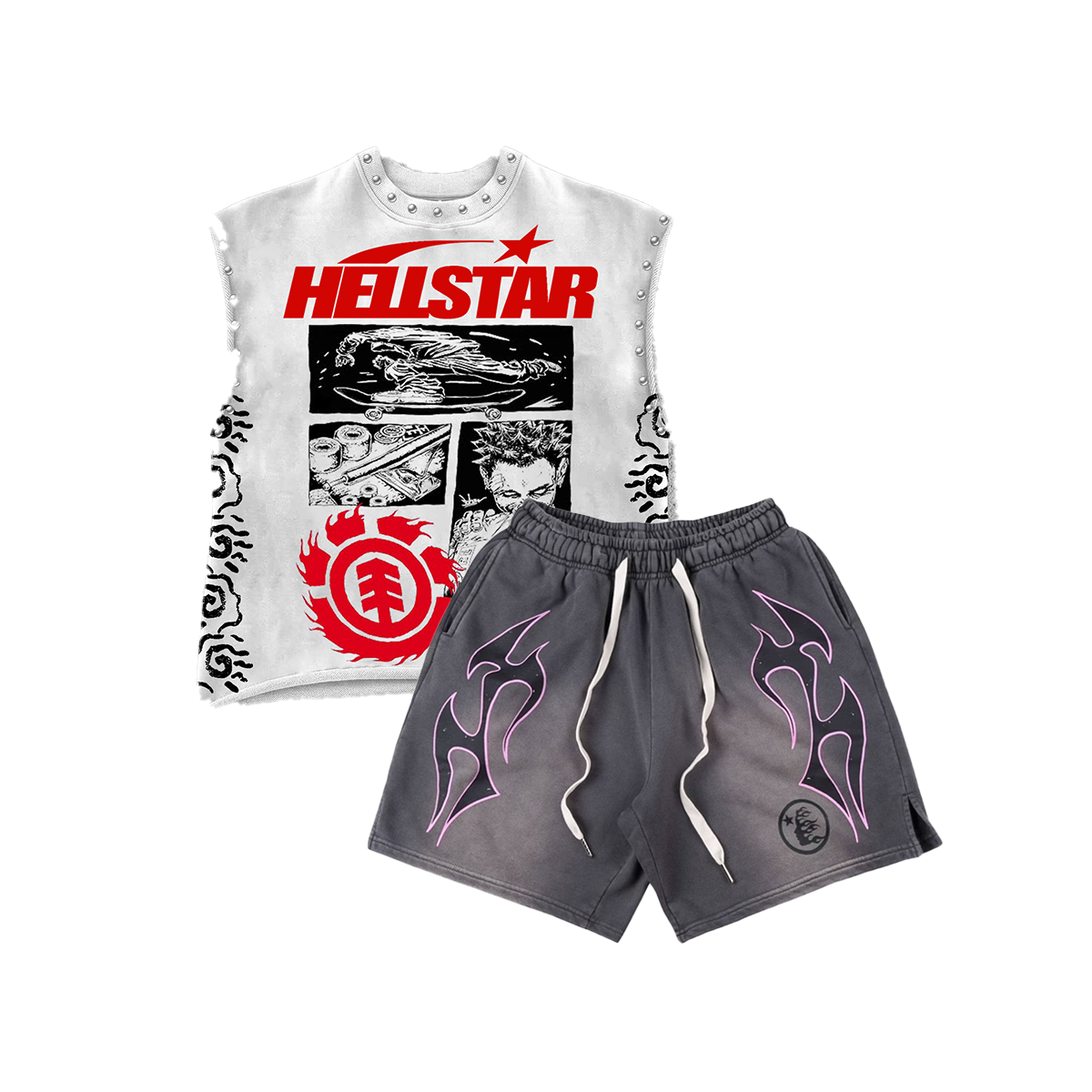 2025 New Limited edition Hellstar Sleeveless Tank Top Shorts Set Two Pieces Set Outfits