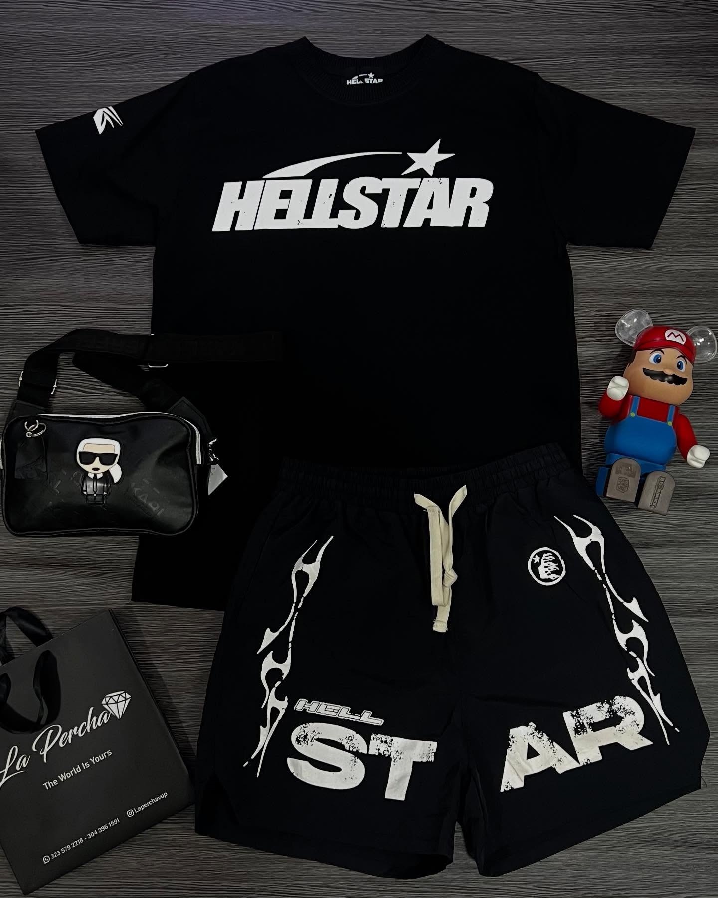 Hellstar Retro Alphabet Print T-Shirt And Shorts Co-Ord