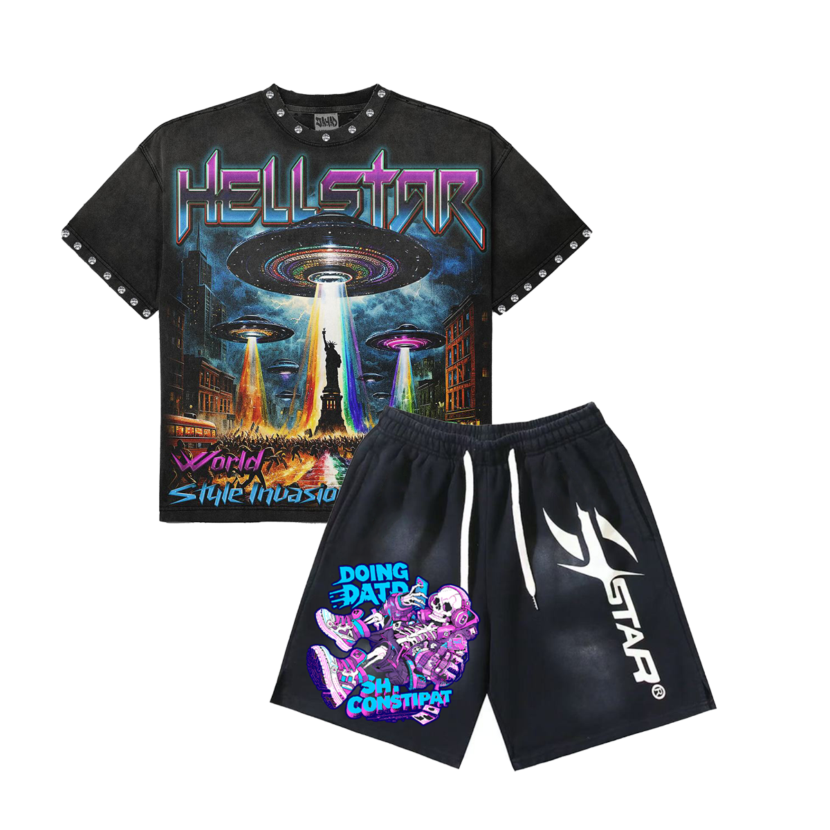 2025 New Limited edition Hellstar T-Shirt And Shorts Co-Ord