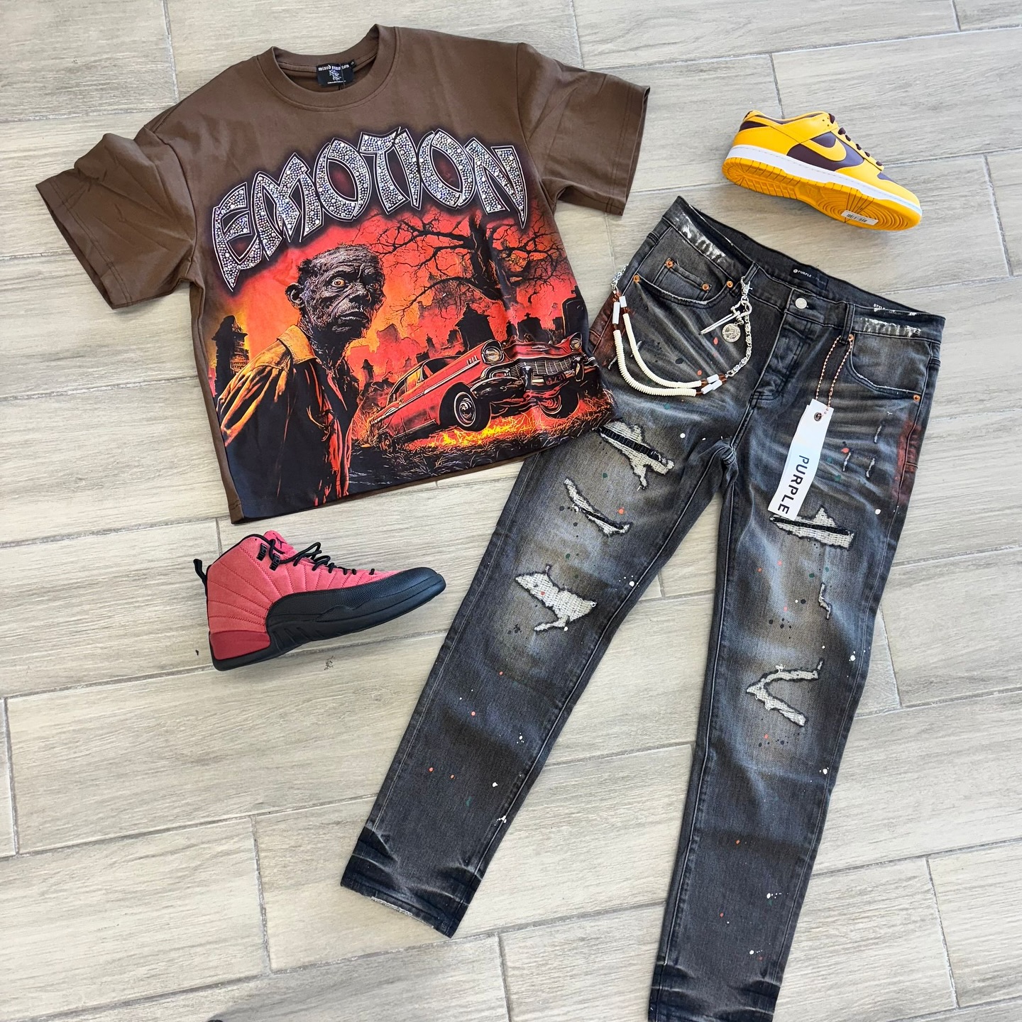 Mixed Emotion T-Shirt Set Short Sleeve Tee and Pants Two Piece Outfits