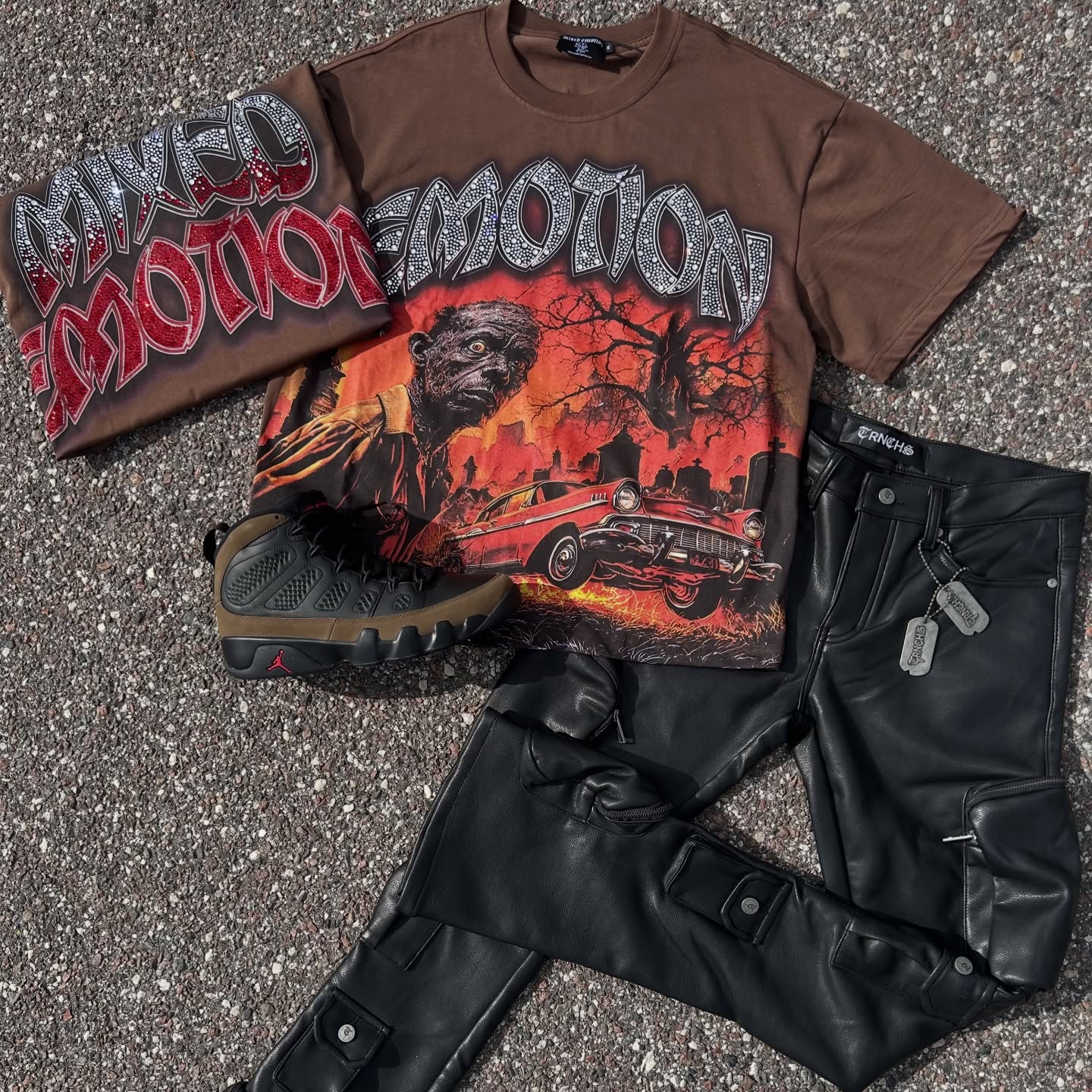 Mixed Emotion T-Shirt Set Short Sleeve Tee and Pants Two Piece Outfits