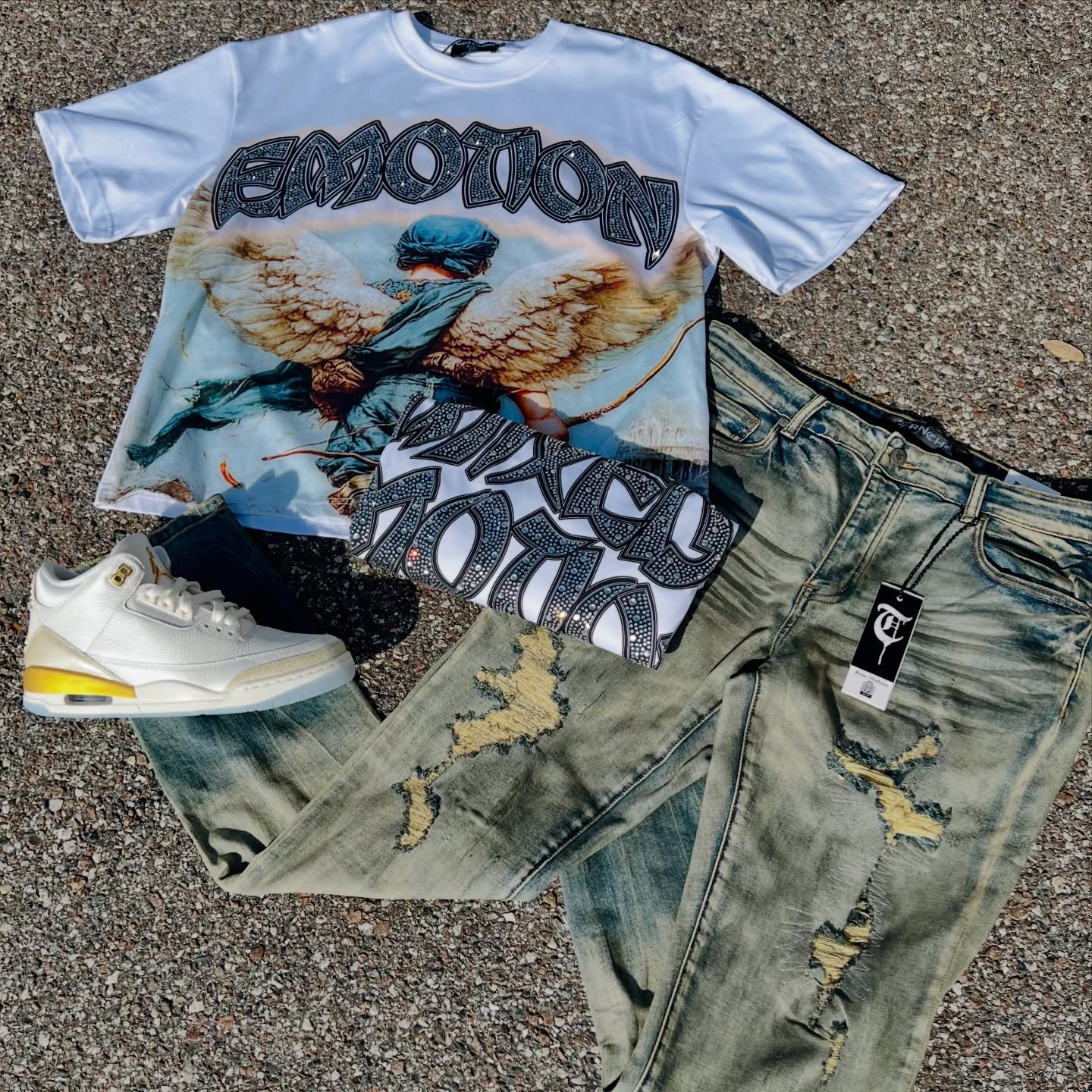 Mixed Emotion T-Shirt Set Short Sleeve Tee and Pants Two Piece Outfits