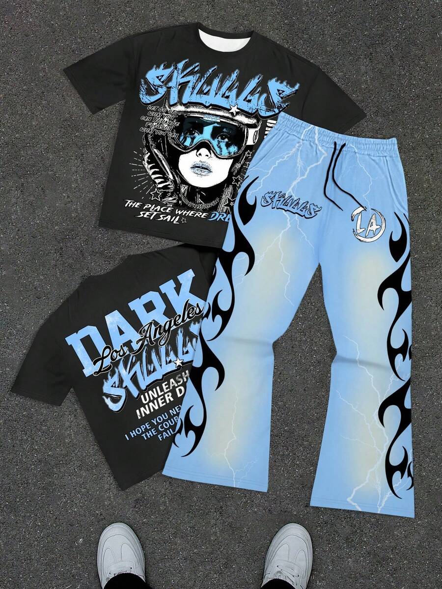 2025 New Limited edition Hellstar T-Shirt Set Short Sleeve Tee and Pants Two Piece Outfits