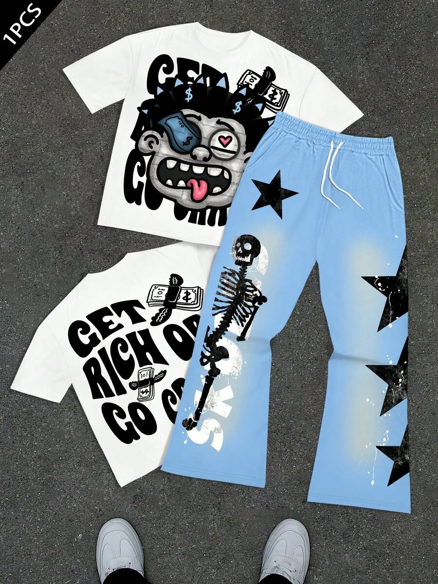 2025 New Limited edition Hellstar T-Shirt Set Short Sleeve Tee and Pants Two Piece Outfits
