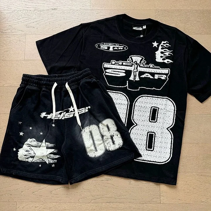 2025 New Limited edition Hellstar T-Shirt And Shorts Co-Ord
