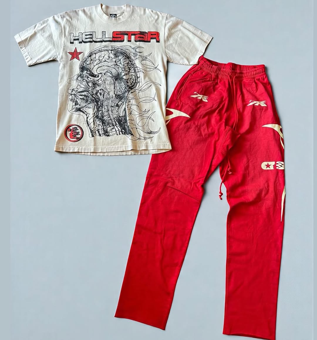 2025 New Limited edition Hellstar T-Shirt Set Short Sleeve Tee and Pants Two Piece Outfits