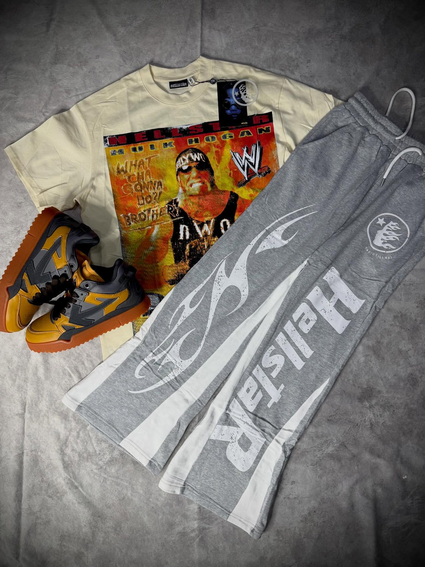 2025 New Limited edition Hellstar T-Shirt Set Short Sleeve Tee and Pants Two Piece Outfits