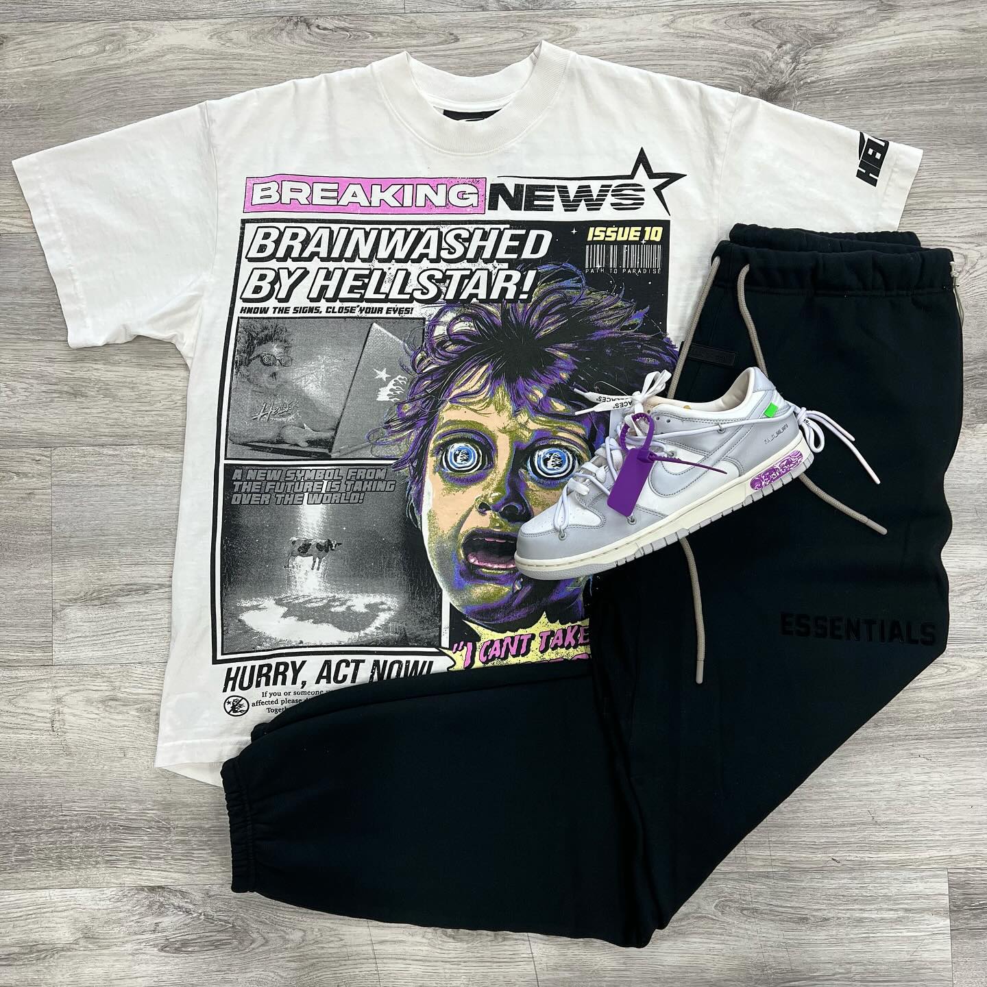 2025 New Limited edition Hellstar T-Shirt Set Short Sleeve Tee and Pants Two Piece Outfits