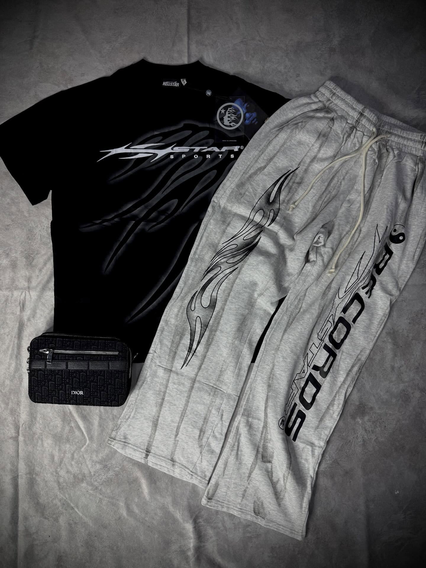 2025 New Limited edition Hellstar T-Shirt Set Short Sleeve Tee and Pants Two Piece Outfits