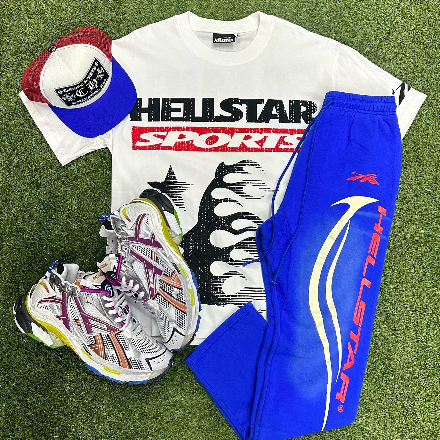 Hellstar T-Shirt Set Short Sleeve Tee and Pants Two Piece Outfits