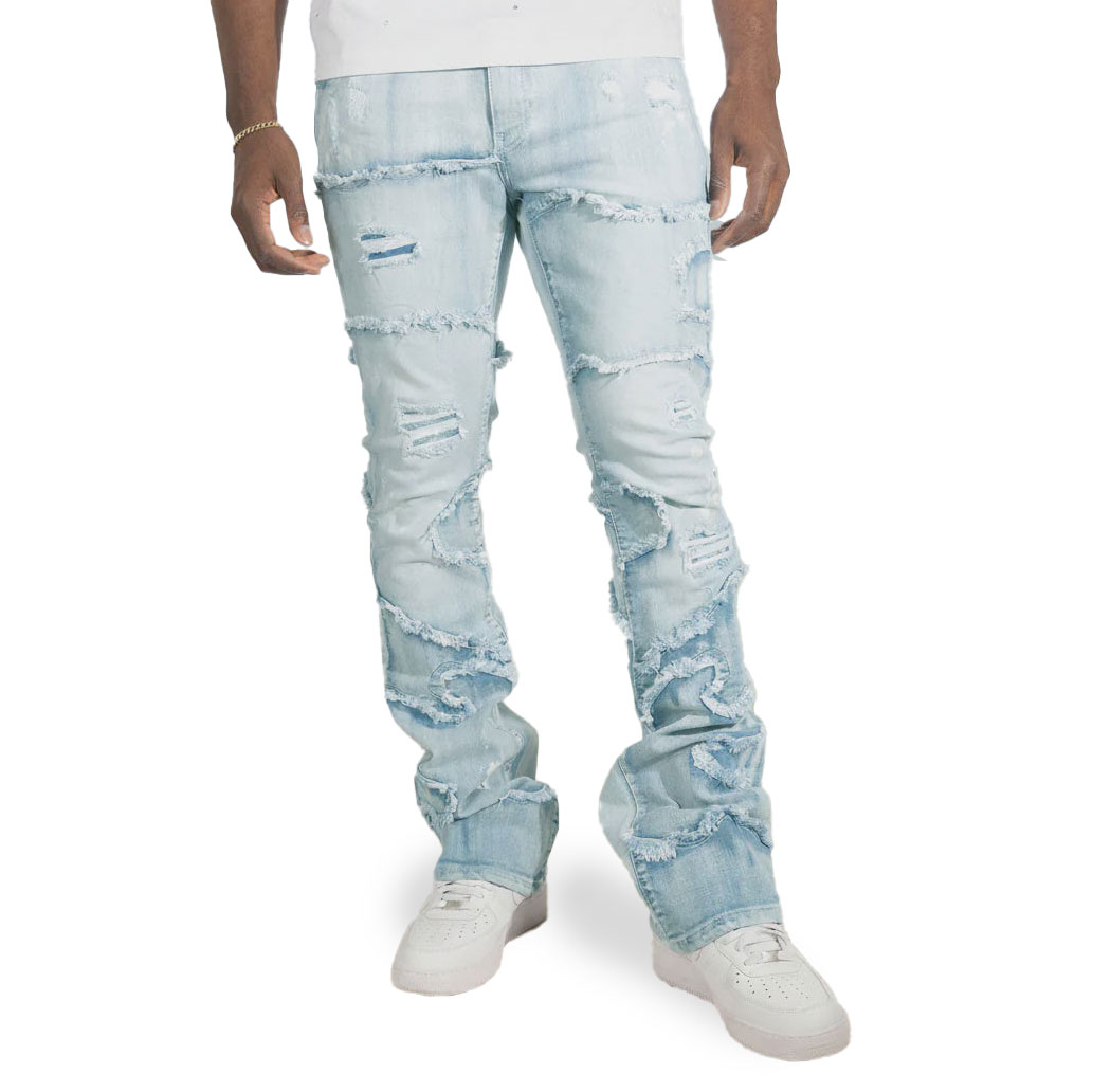 Black wash stacked jeans