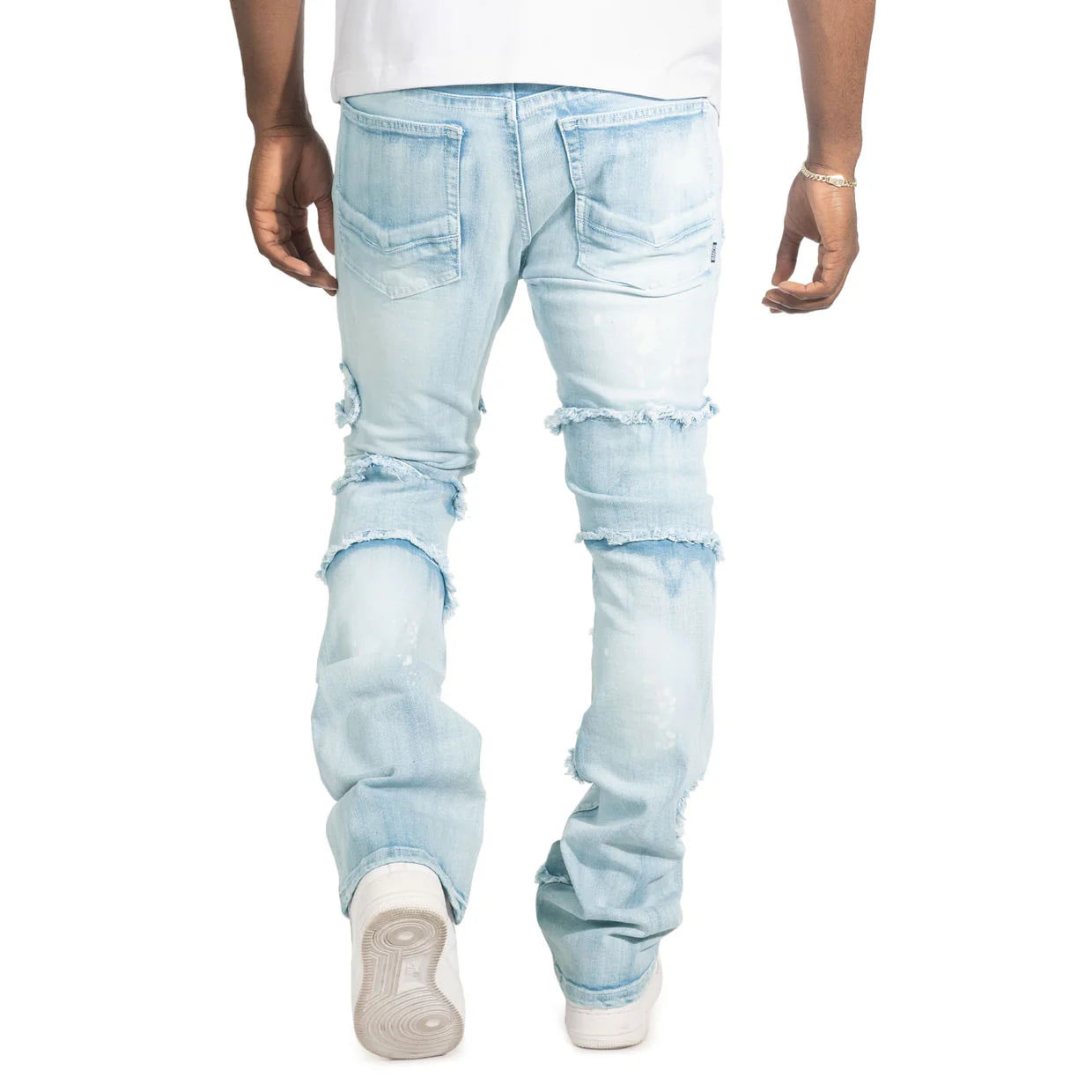 Black wash stacked jeans