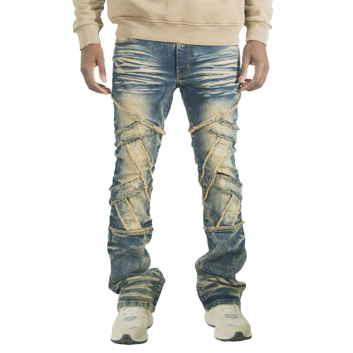Black wash stacked jeans