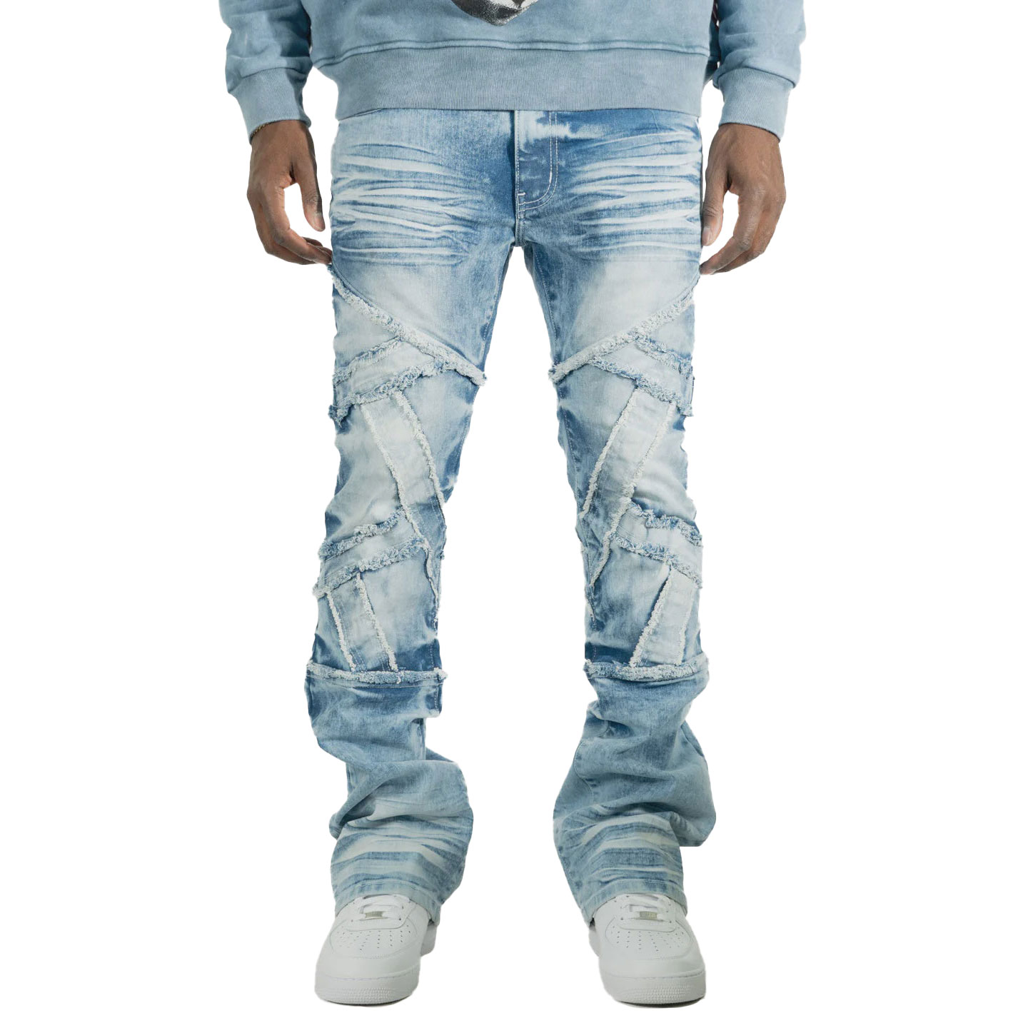 Black wash stacked jeans