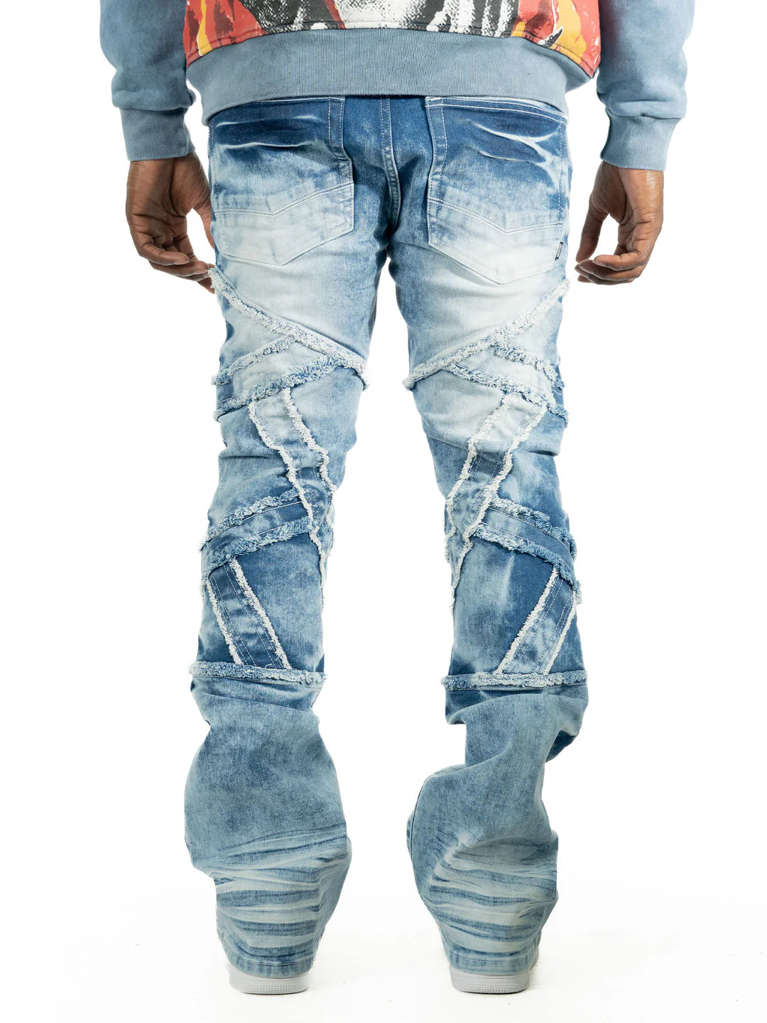 Black wash stacked jeans