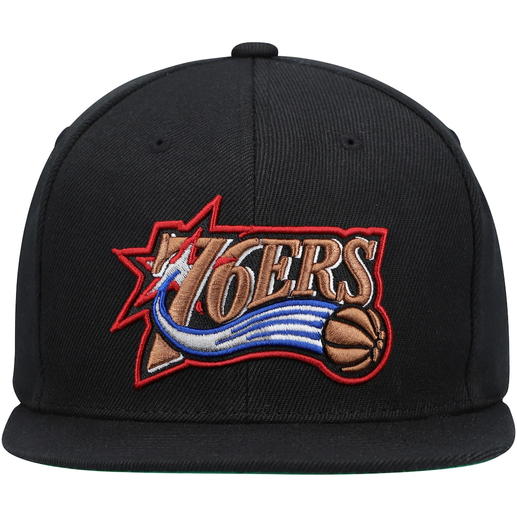 Men's Philadelphia 76ers Mitchell & Ness Black Hardwood Classics Core Snapback Hat