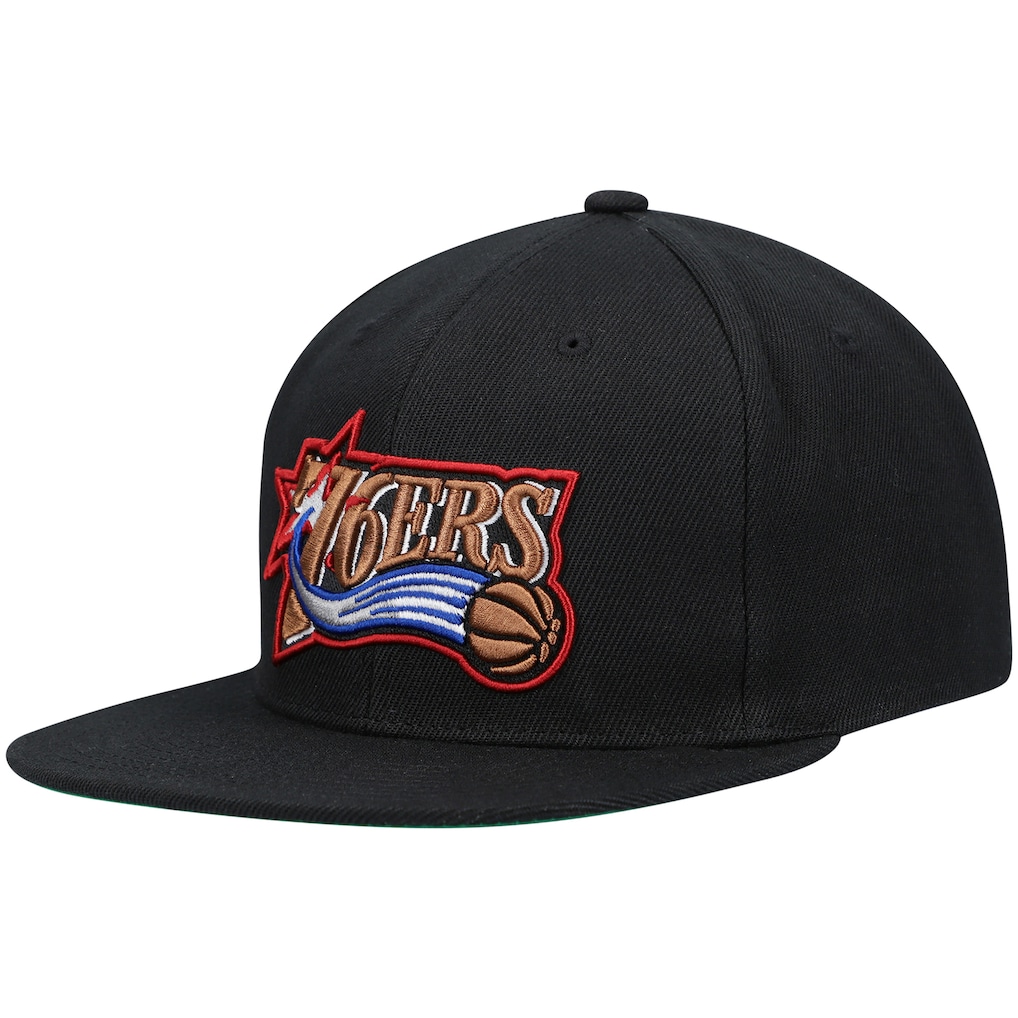Men's Philadelphia 76ers Mitchell & Ness Black Hardwood Classics Core Snapback Hat