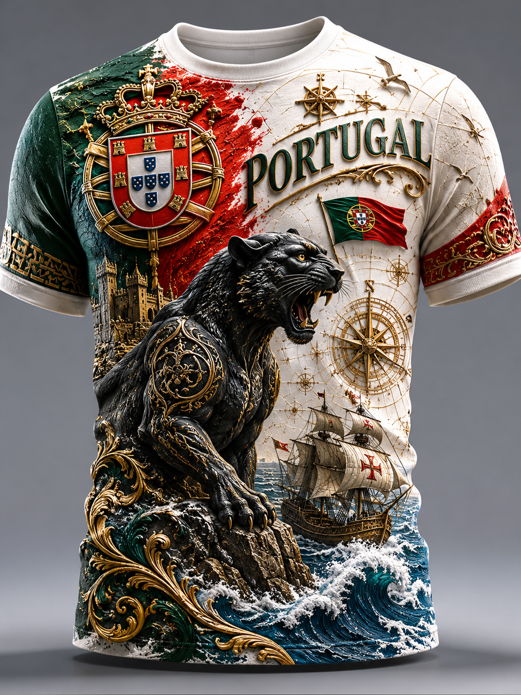Men's Portugal Football Fan Art Print T-Shirt