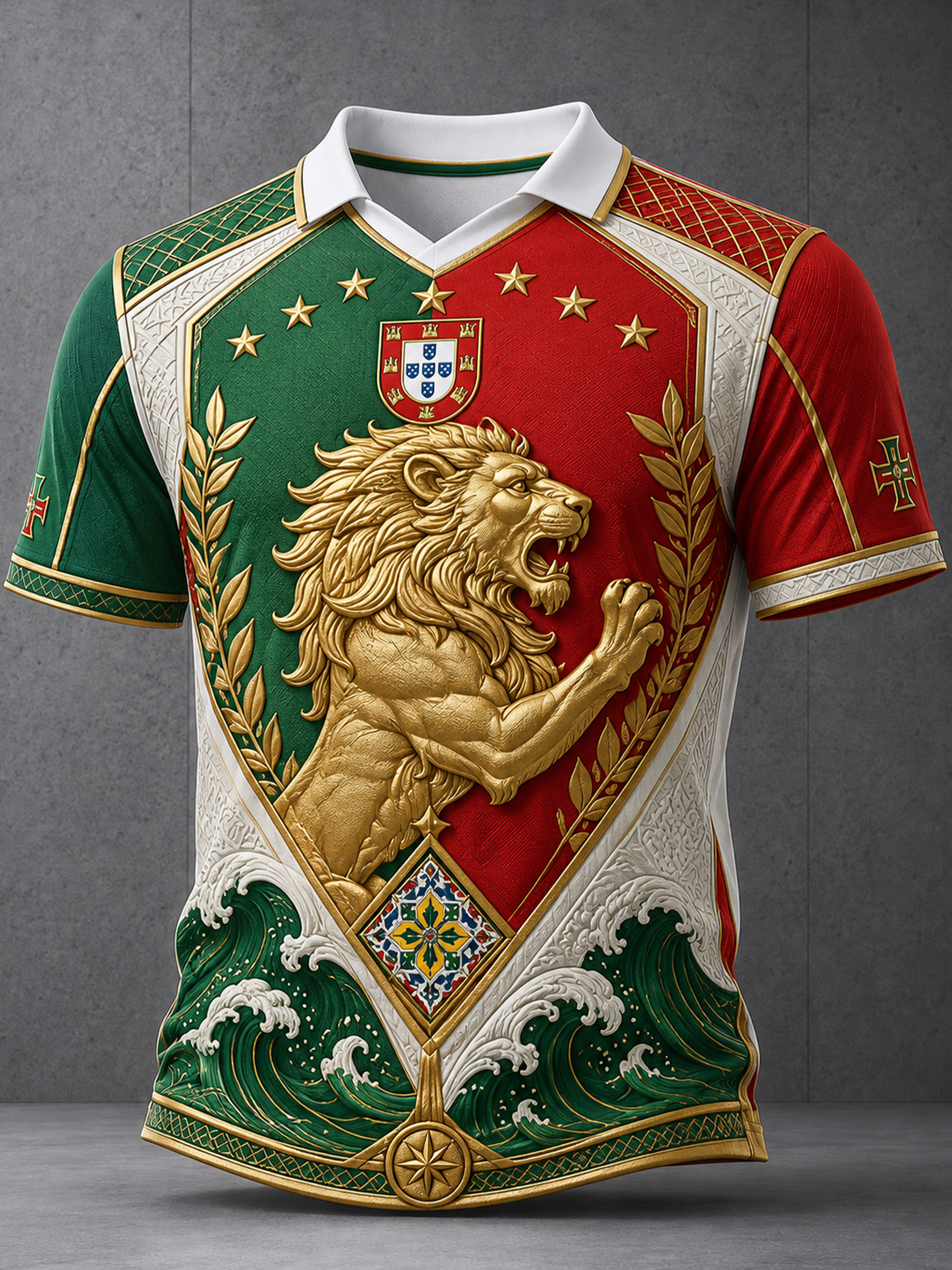 Men's Portugal Football Fan Art Print Polo Shirt