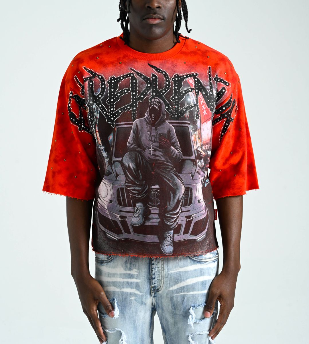 TAKER MEN'S "ENTREPRENEUR" CROPPED T-SHIRT RED