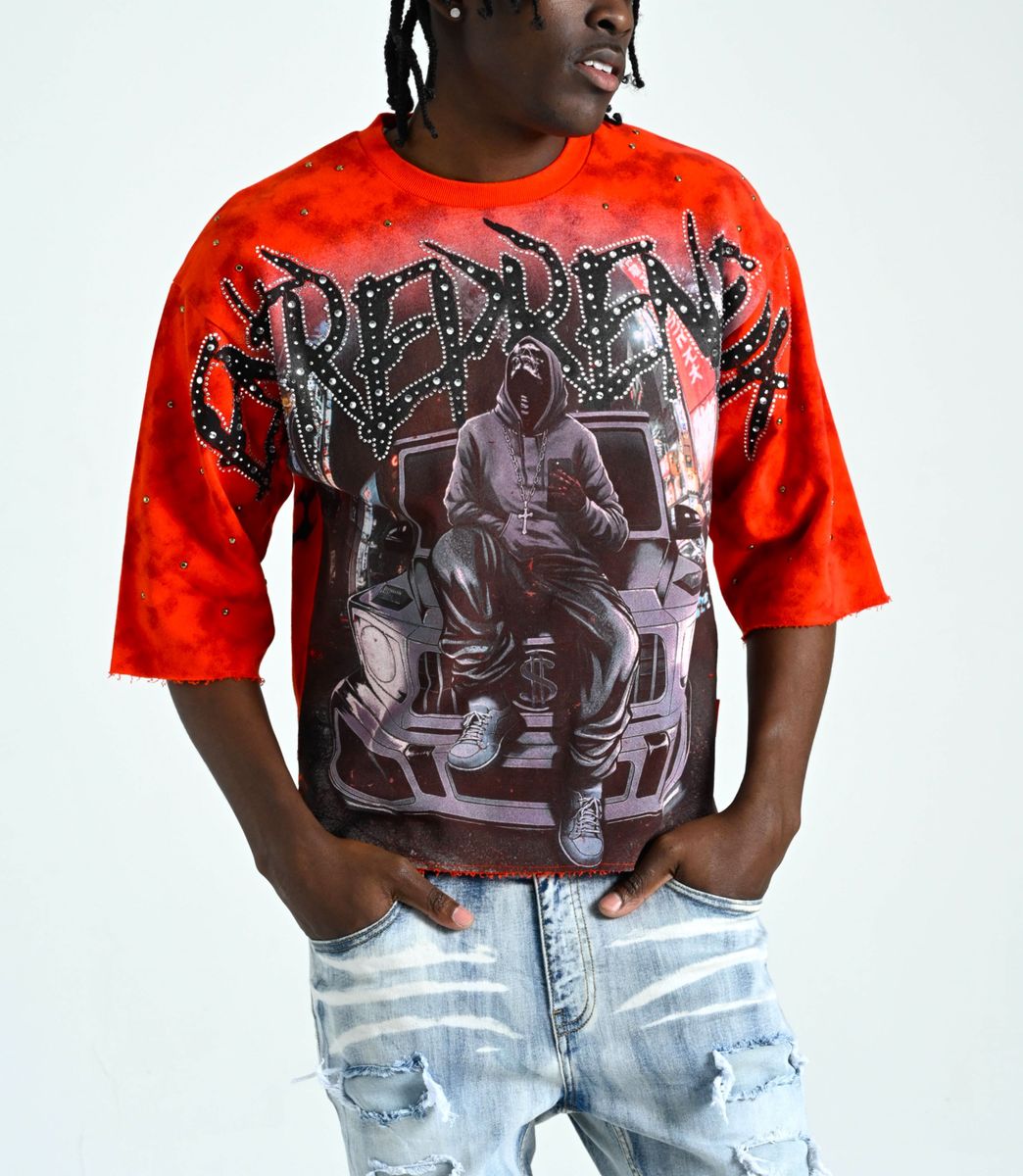 TAKER MEN'S "ENTREPRENEUR" CROPPED T-SHIRT RED