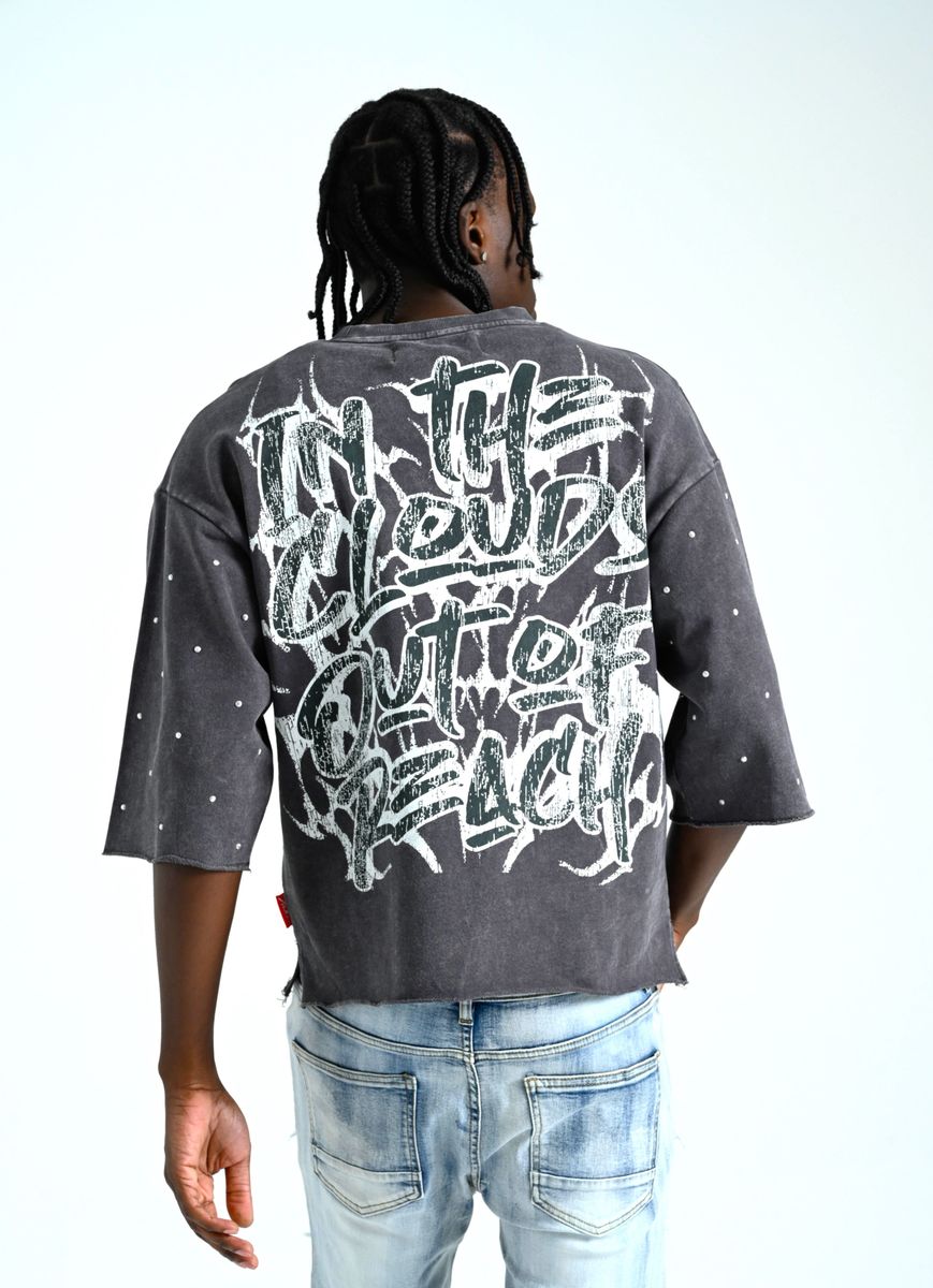 TAKER MEN'S "ENTREPRENEUR" CROPPED T-SHIRT GRAY