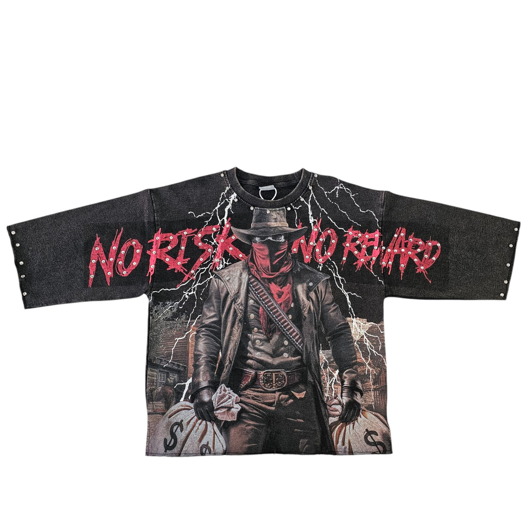 TAKER NO RISK NO REWARD MEN'S CROPPED T-SHIRT T5211