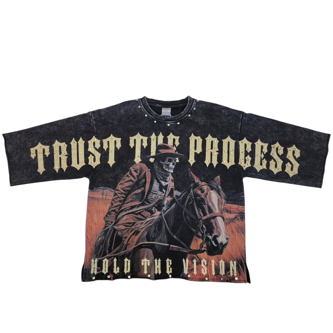 TAKER TRUST THE PROCESS MEN'S CROPPED T-SHIRT T5201 BLACK