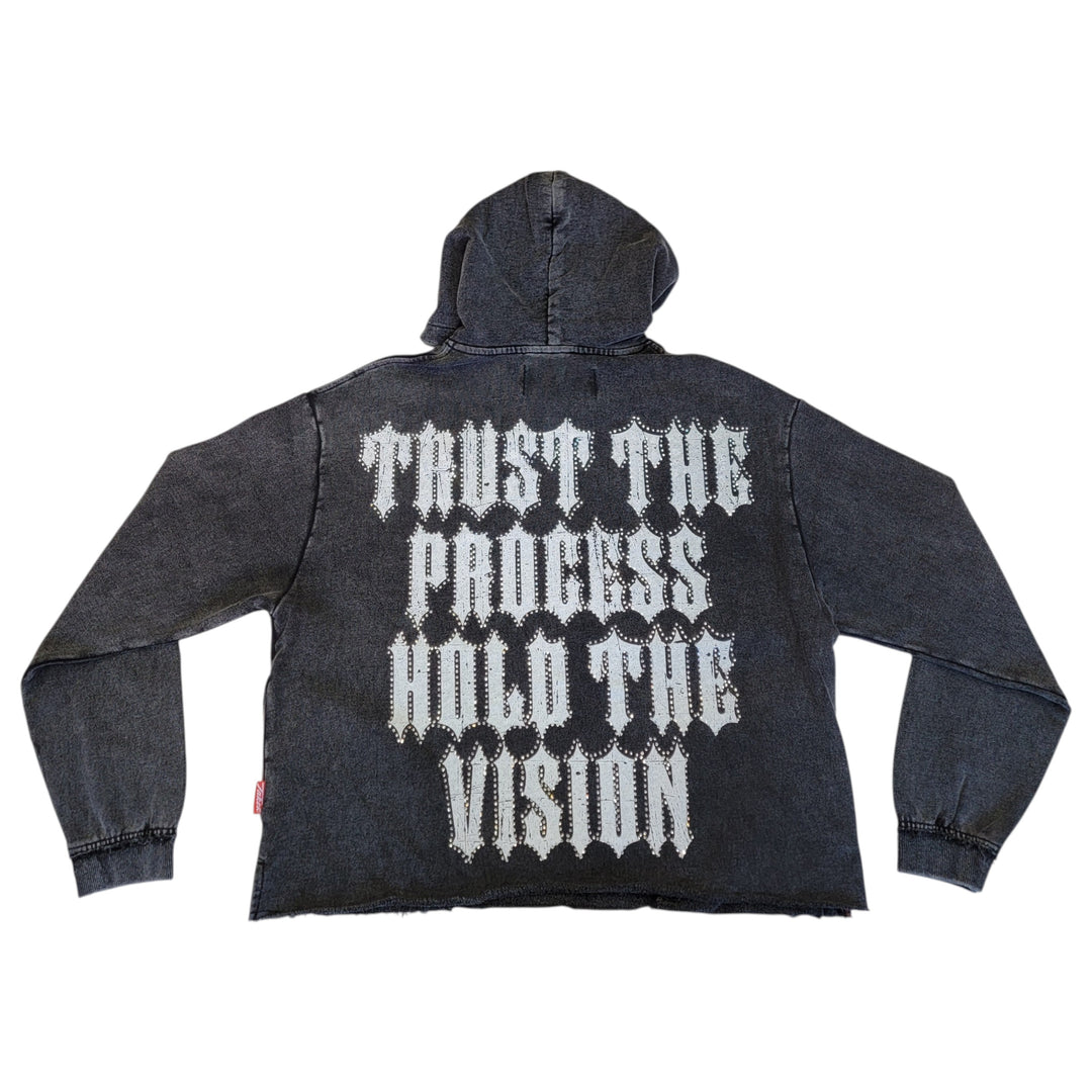 TAKER TRUST THE PROCESS MEN'S CROPPED HOODIE BLACK