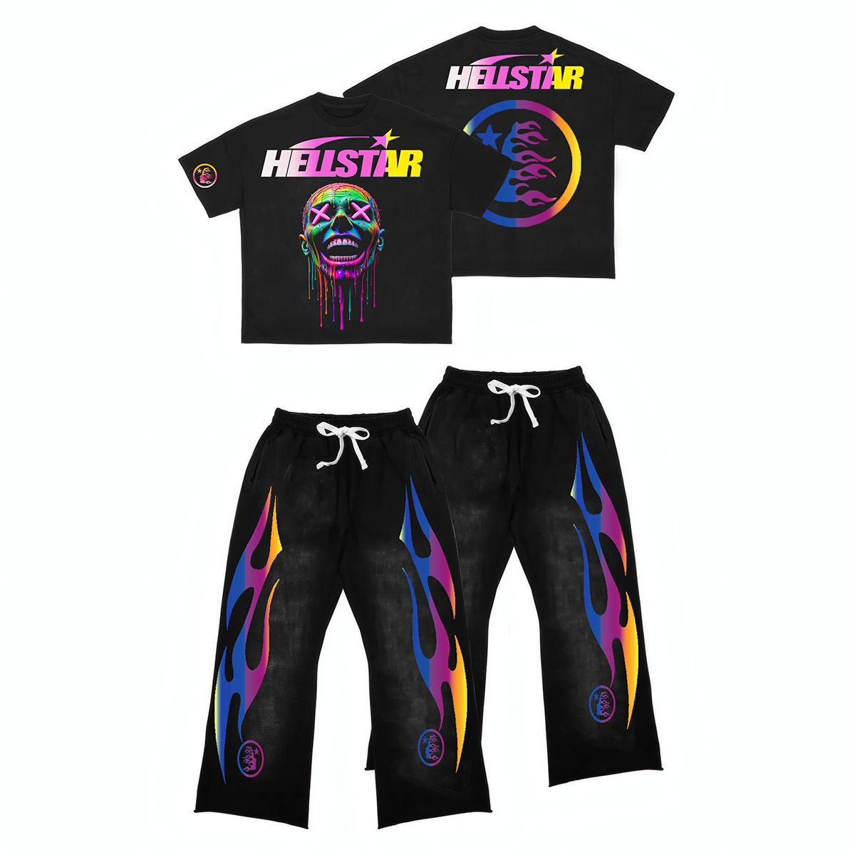 Hellstar T-Shirt Set Short Sleeve Tee and Pants Two Piece Outfits