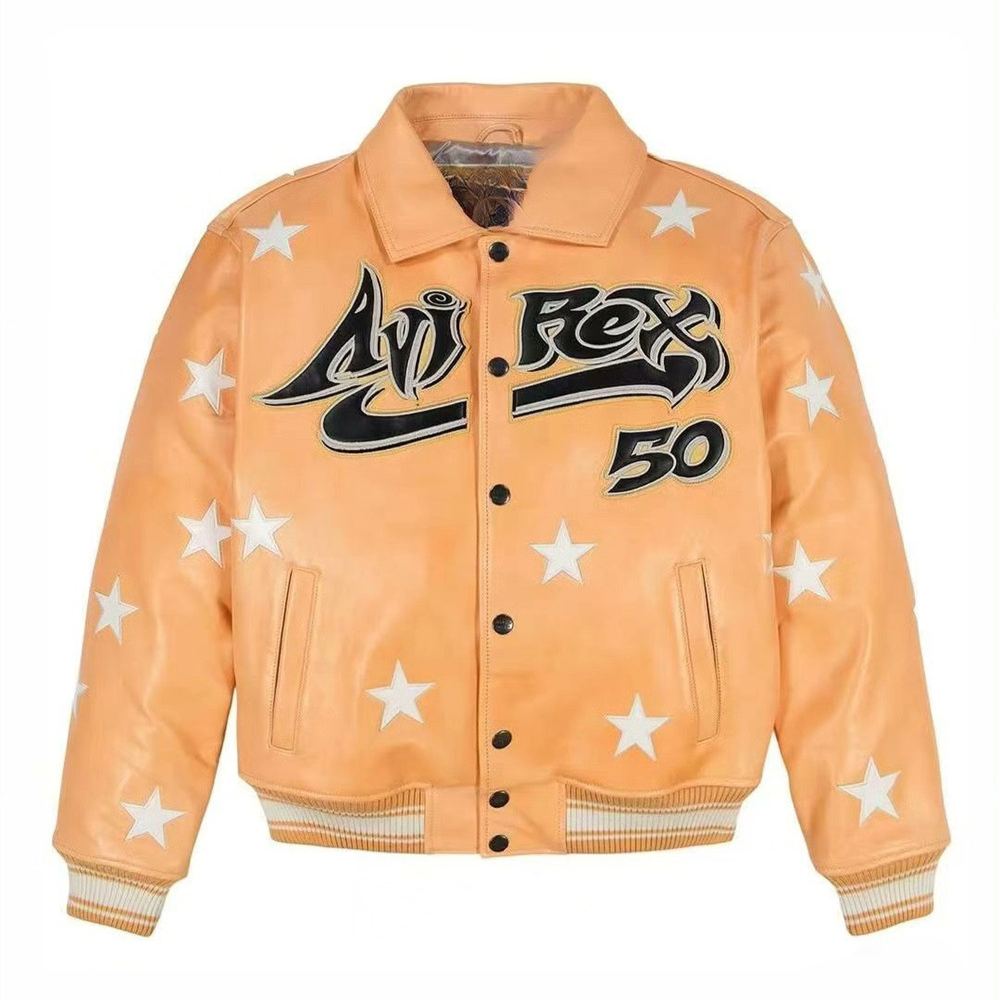 Avirex X Hellstar Leather Jacket Autumn and Winter New Arrivals