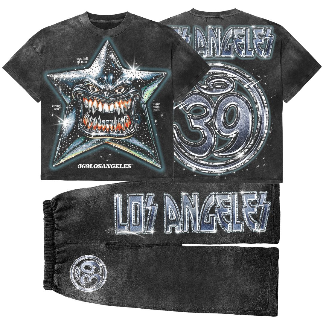 2025 New Limited edition Hellstar T-Shirt Set Short Sleeve Tee and Pants Two Piece Outfits