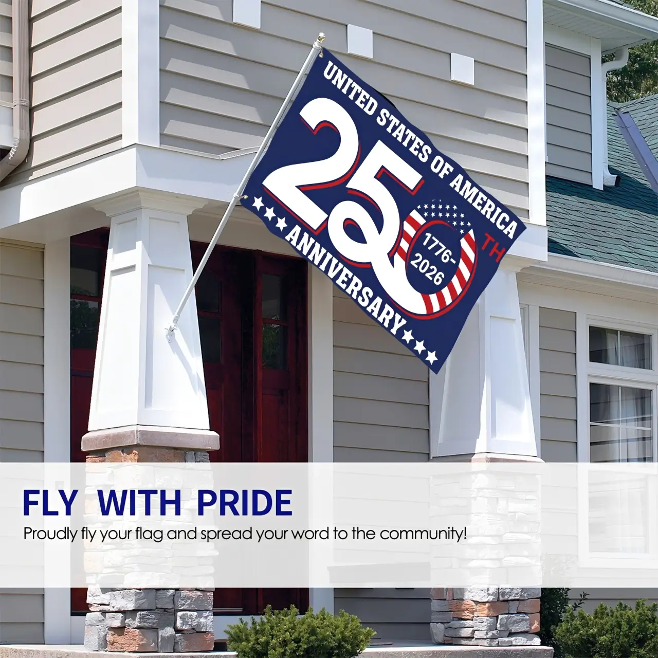 America 250th Anniversary Banner House Flag