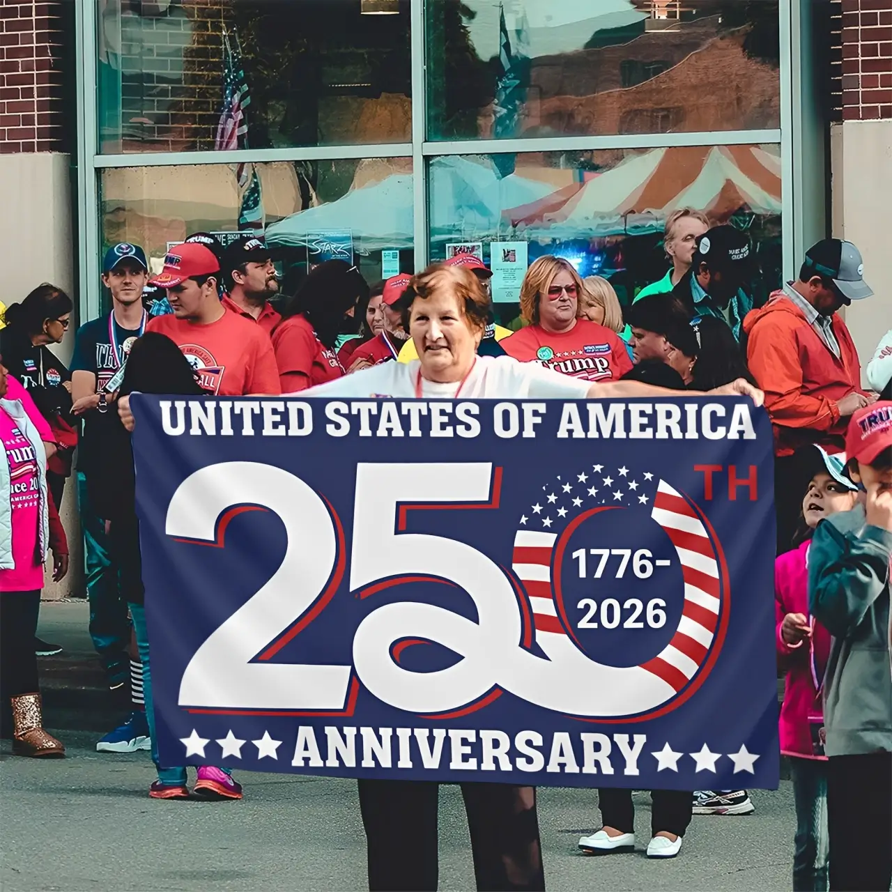 America 250th Anniversary Banner House Flag