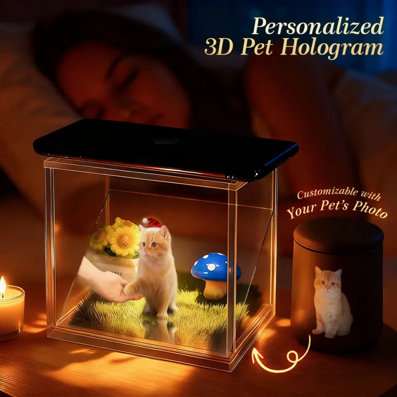 Custom Pet Name & Memorial Date Holographic Digital House – DIY Pet Memorial Ornament Gift
