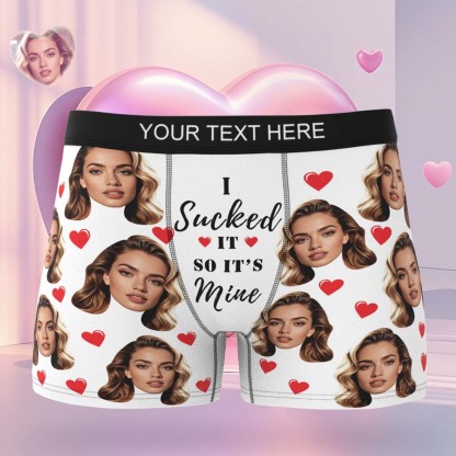 Personalized Face Boxer I Sucked It So It's Mine Custom Text Men Underwear Christmas Gift Personalized Photo Funny Valentines Gift